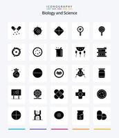 kreativ biologi 25 glyf fast svart ikon packa sådan som dna. kemi. läsplatta. biologi. labb Rapportera vektor