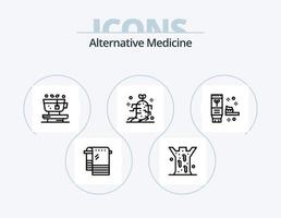 alternativ medicin linje ikon packa 5 ikon design. helande. friskvård. olycka. spa. massage vektor