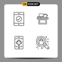 satz von 4 modernen ui-symbolen symbolzeichen für komplette mobile schreibtischbüros kanada editierbare vektordesignelemente vektor