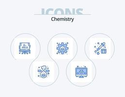 Chemie blau Icon Pack 5 Icon Design. . Gerät. Formel. Chemie. Ausrüstung vektor