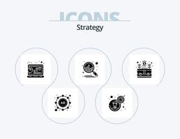Strategie-Glyphen-Icon-Pack 5 Icon-Design. Fall. Tasche. Diagramm. Analyse. Unternehmen vektor