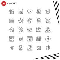 Stock Vector Icon Pack mit 25 Linienzeichen und Symbolen für die medizinische Online-App der Pflanzenlandwirtschaft, einfach editierbare Vektordesign-Elemente