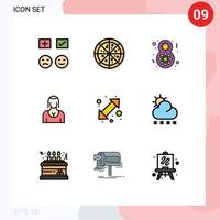 uppsättning av 9 modern ui ikoner symboler tecken för gå lady blomma flicka avatar redigerbar vektor design element