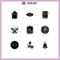 Stock Vector Icon Pack mit 9 Zeilenzeichen und Symbolen für den Prozess Eid Book Islam Holy editierbare Vektordesign-Elemente