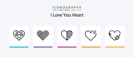 Heart Line 5 Icon Pack inklusive Liebe. Liebe. Herz. CD . Überraschung. kreatives Symboldesign vektor