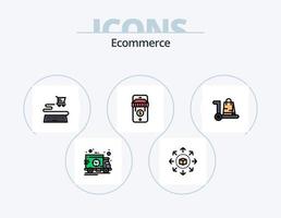 E-Commerce-Linie gefüllt Icon Pack 5 Icon Design. Geschenk. E-Commerce. Schild. Kasten. Garantie vektor