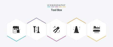 Tools 25 Glyphen-Icon-Pack inklusive Lineal. eben. Konstruktion. vlc. Konstruktion vektor