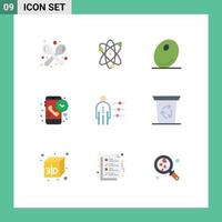 Stock Vector Icon Pack mit 9 Zeilen Zeichen und Symbolen für Fähigkeiten Empfänger Kranz Telefonanruf editierbare Vektordesign-Elemente
