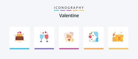 Valentine Flat 5 Icon Pack inklusive Liebe. Liebe. Glas. Tag. Valentinstag. kreatives Symboldesign vektor