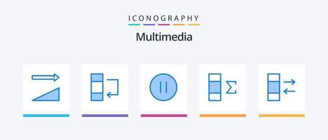 multimedia blå 5 ikon packa Inklusive . utbyta. paus. data. sammanfattning. kreativ ikoner design vektor