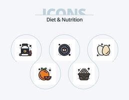 Diät- und Ernährungslinie gefüllt Icon Pack 5 Icon Design. . Lebensmittel. Tee. Diät. Getränk vektor