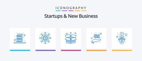 startups och ny företag blå 5 ikon packa Inklusive växa. marknadsföring. låda. hand. Diagram. kreativ ikoner design vektor