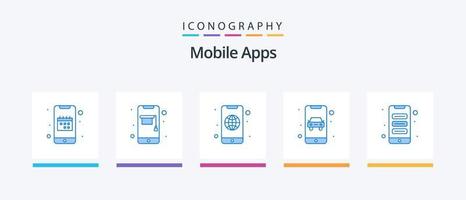 mobil appar blå 5 ikon packa Inklusive uppkopplad taxi. app. uppkopplad. mobil. Ansökan. kreativ ikoner design vektor