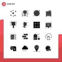 uppsättning av 16 modern ui ikoner symboler tecken för jord dag konstruktion förbjuden borsta parkera redigerbar vektor design element