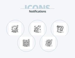 Benachrichtigungszeilen-Icon-Pack 5-Icon-Design. benachrichtigen. Datei. E-Book. Alarm. Benachrichtigung vektor