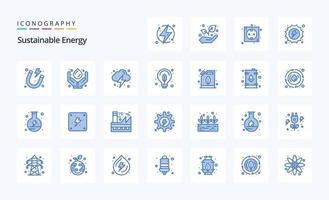 25 hållbar energi blå ikon packa vektor