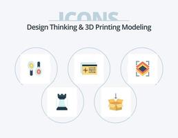 Design Thinking und D Printing Modellierung Flat Icon Pack 5 Icon Design. Objekt. Objekt. Forschung. Ziel. Einstellung vektor