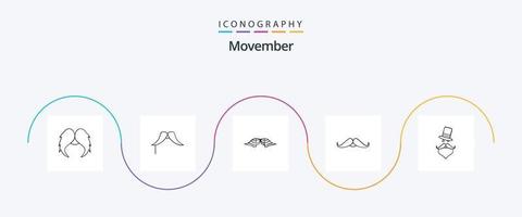 Movember Line 5 Icon Pack inkl. Weihnachtsmann. vektor