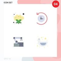 Satz von 4 Vektor-Flachsymbolen auf dem Gitter für Blumenkohl-Technologie-Backup aumierte Ente editierbare Vektordesign-Elemente vektor
