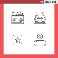 universell ikon symboler grupp av 4 modern fylld linje platt färger av vård bokmärke uppgifter kondition prestanda redigerbar vektor design element