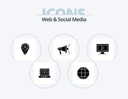 Web- und Social-Media-Glyphen-Icon-Pack 5-Icon-Design. überwachen . viral. seo . vektor