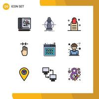 Gruppe von 9 modernen Filledline-Flachfarben, die für den Produktkauf festgelegt wurden Schönheit kneifen vier Finger editierbare Vektordesign-Elemente vektor
