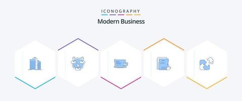 Modern Business 25 Blue Icon Pack inklusive Online-Zahlung. Rechner. Kommunikation. Unternehmen. Struktur vektor