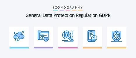 GDPR Blue 5 Icon Pack inklusive Schutz. gdpr. gdpr. Benutzer. sicher. kreatives Symboldesign vektor