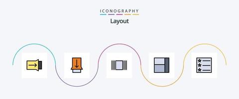 Layoutlinie gefülltes flaches 5-Icon-Paket einschließlich . Layout. vektor