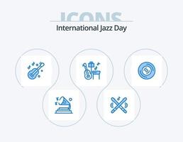 internationell jazz dag blå ikon packa 5 ikon design. vinyl. skiva. gitarr. låt. gitarr vektor