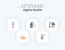 hygien rutin- platt ikon packa 5 ikon design. . rena. kosmetisk. badrum. rengöring vektor