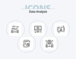 Datenanalyse-Line-Icon-Pack 5 Icon-Design. Daten. Digital. Verwaltung. Datenbank. Zeitleiste vektor