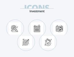 Investment Line Icon Pack 5 Icon-Design. Budget. Geld. Ausrüstung. Schutz vektor