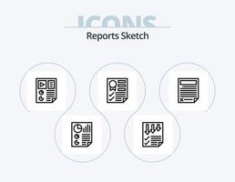 Berichte Skizzenlinie Icon Pack 5 Icon Design. Seite. Analytik. Papier. seo. Seite vektor
