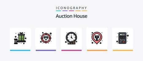 auktion linje fylld 5 ikon packa Inklusive grekisk. sätta dit. vin. artefakt. bedöma. kreativ ikoner design vektor