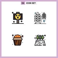 4 kreativ ikoner modern tecken och symboler av styrelse kopp skalle torn muffin ljuv redigerbar vektor design element