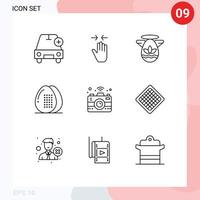 Mobile Interface Gliederungssatz von 9 Piktogrammen von Essen, Getränken, Pfeil, Kochen, Ostern, editierbare Vektordesign-Elemente vektor
