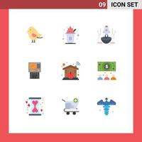 Stock Vector Icon Pack mit 9 Zeilen Zeichen und Symbolen für Dispenser Cash Rocket Bankomat Raumschiff editierbare Vektordesign-Elemente