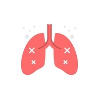 skadad eller infekterad lung flat ikon vektor
