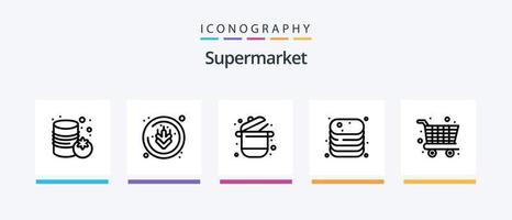 Supermarktlinie 5 Icon Pack inklusive. Supermarkt. Milch. Dosen. Gemüse. kreatives Symboldesign vektor