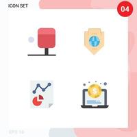 4 flaches Icon-Pack der Benutzeroberfläche mit modernen Zeichen und Symbolen von Ping-Pong-Papier-Weltschild-Dollar-editierbaren Vektordesign-Elementen vektor