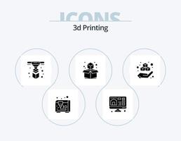 3D-Druck-Glyphen-Icon-Pack 5 Icon-Design. Drucken. Kasten. Modellieren. geometrisch. d vektor