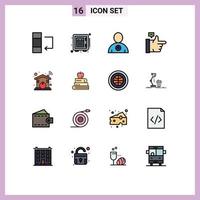 Stock Vector Icon Pack mit 16 Zeilen Zeichen und Symbolen für Buch Smart Freund nach Hause Daumen hoch editierbare kreative Vektordesign-Elemente