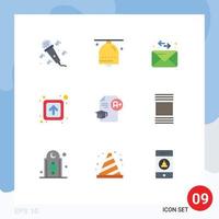 9 användare gränssnitt platt Färg packa av modern tecken och symboler av utbildning dokumentera kuvert tecken framåt- redigerbar vektor design element