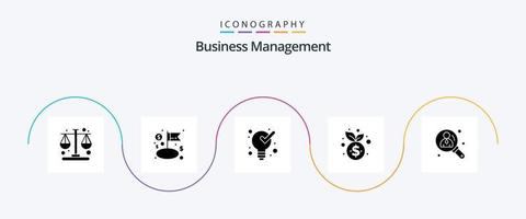 Business Management Glyph 5 Icon Pack inklusive Management. Finanzen. definieren. Wachstum. Unternehmen vektor