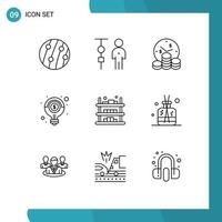 9 kreative Symbole moderne Zeichen und Symbole des Geldes Licht Corporate Management Idee Geld editierbare Vektordesign-Elemente vektor