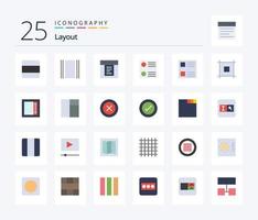 Layout 25 Flachfarben-Icon-Pack inklusive Seite. Liste. Dropdown-Liste. Layout. Radio knopf vektor
