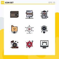 satz von 9 modernen ui-symbolen symbole zeichen für info daten checkliste serverdateien editierbare vektordesignelemente vektor