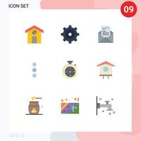 Stock Vector Icon Pack mit 9 Zeilenzeichen und Symbolen für Hauszeit-Tick-Timer ui editierbare Vektordesign-Elemente