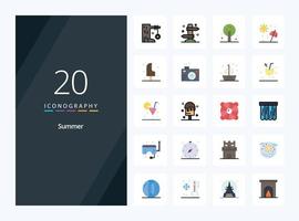 20 flaches Farbsymbol für den Sommer zur Präsentation vektor